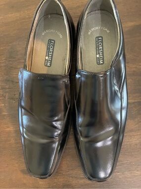 Florsheim Black Leather Slip-On Loafers
